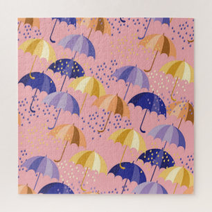 Umbrellas, drops, colourful seamless motif. jigsaw puzzle