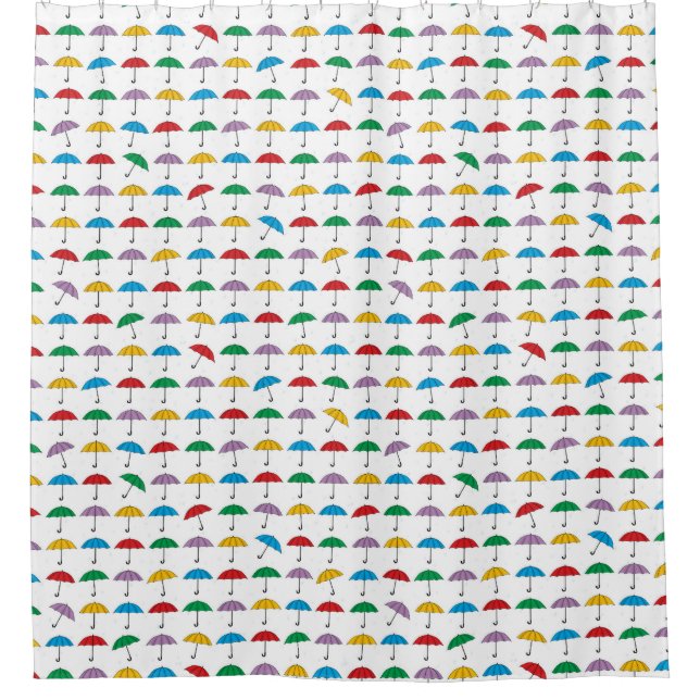 Umbrellas in Rain Shower Curtain (Front)