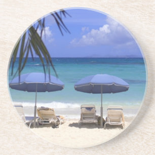 umbrellas on beach, St. Maarten, Caribbean Coaster