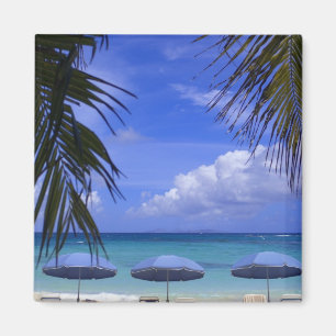 umbrellas on beach, St. Maarten, Caribbean Magnet