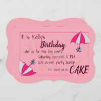 Umbrellas Pink Birthday Invitation