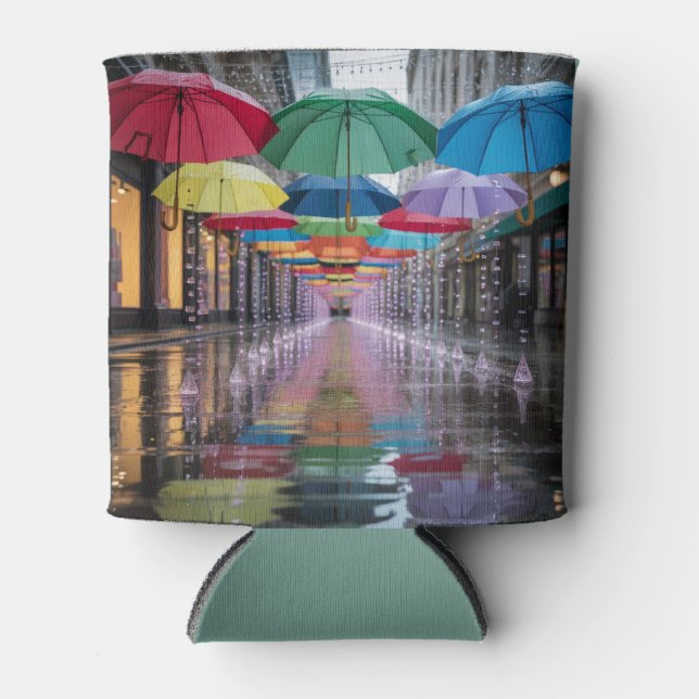 Umbrellas Rain Street Can Sleeve Cooler (Front)