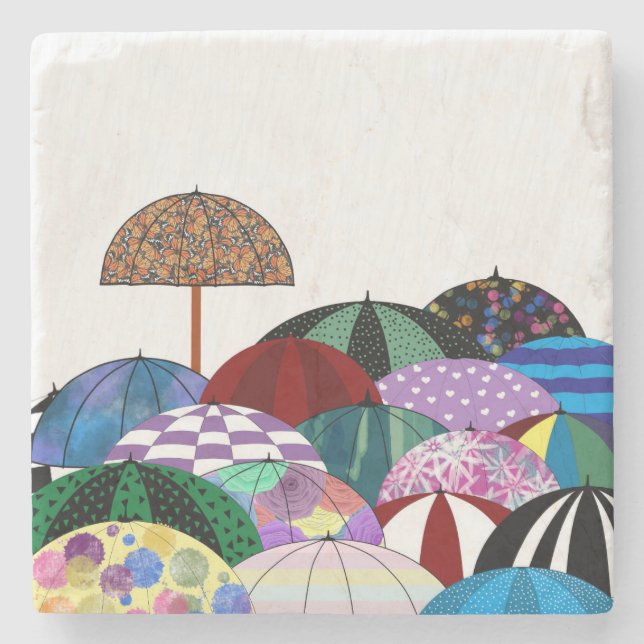 Umbrellas Stone Coaster (Front)