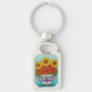 Umbria Bouquet Poppy Sunflower Key Chain