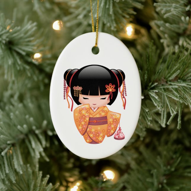 Ume Kokeshi Doll - Cute Japanese Geisha Girl Ceramic Tree Decoration (Tree)