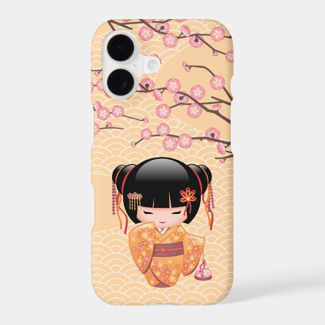 Ume Kokeshi Doll - Japanese Peach Geisha Girl (Back)