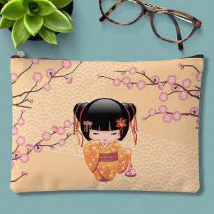 Ume Kokeshi Doll - Japanese Peach Geisha Girl Accessory Pouch