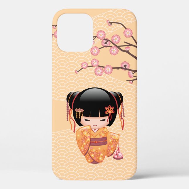 Ume Kokeshi Doll - Japanese Peach Geisha Girl Case-Mate iPhone Case (Back)