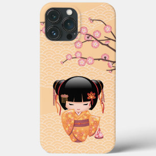 Ume Kokeshi Doll - Japanese Peach Geisha Girl iPhone 13 Pro Max Case