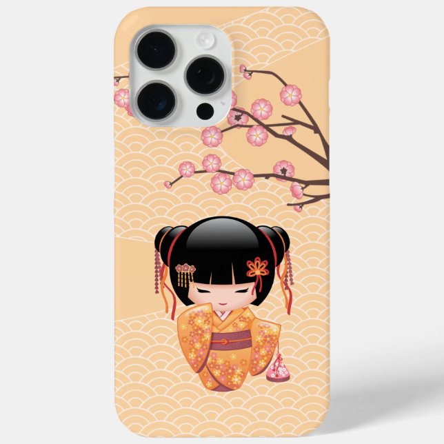 Ume Kokeshi Doll - Japanese Peach Geisha Girl Case-Mate iPhone Case (Back)