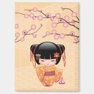 Ume Kokeshi Doll - Japanese Peach Geisha Girl Magnet