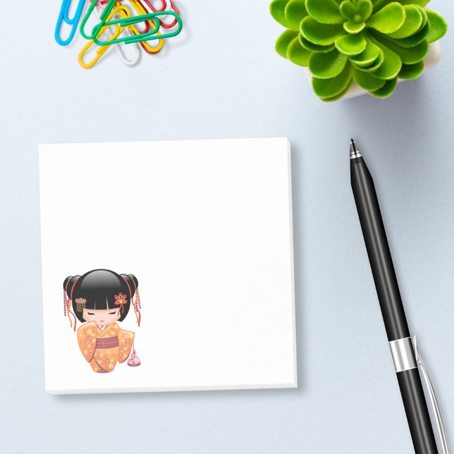 Ume Kokeshi Doll - Japanese Peach Geisha Girl Post-it Notes (Creator Uploaded)