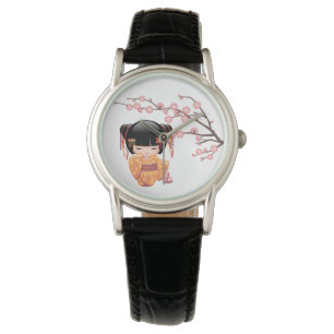Ume Kokeshi Doll - Peach Kimono Geisha Girl Watch