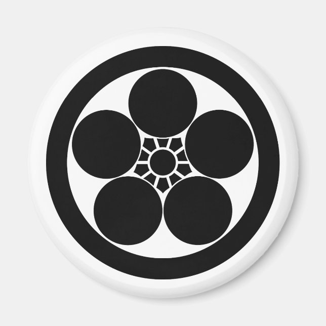 Umebachi-style plum blossom in circle magnet (Front)