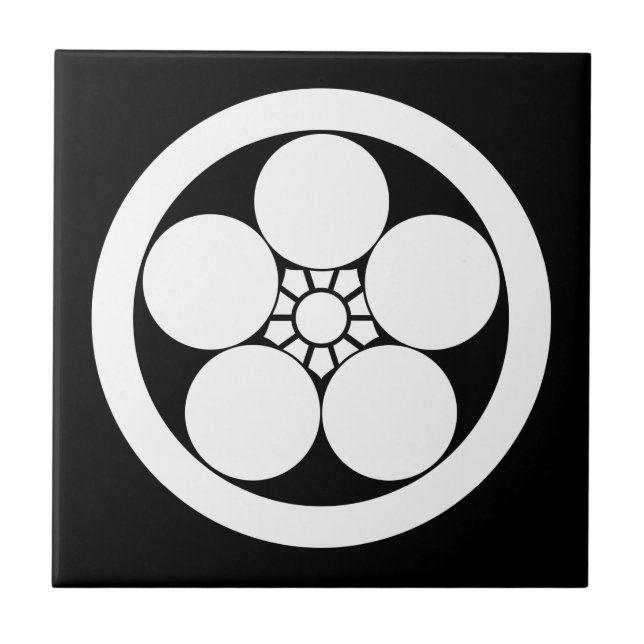 Umebachi-style plum blossom in circle tile (Front)