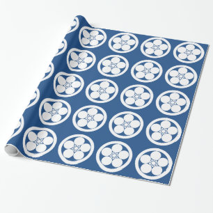 Umebachi-style plum blossom in circle wrapping paper