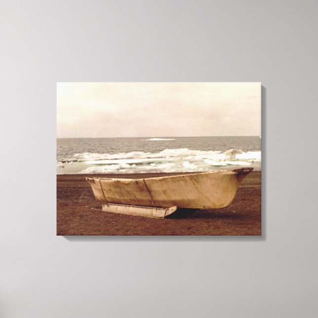 Umiak, Walrus Skin Whalers Boat Pt. Barrow Alaska Canvas Print (Front)