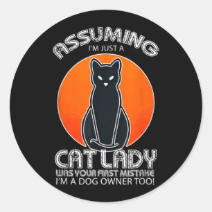 Uming Cat Lady Halloween _ Dog And Black Cat Classic Round Sticker