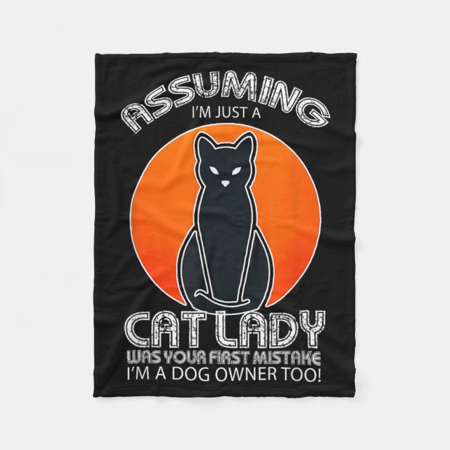 Uming Cat Lady Halloween _ Dog And Black Cat Fleece Blanket (Front)