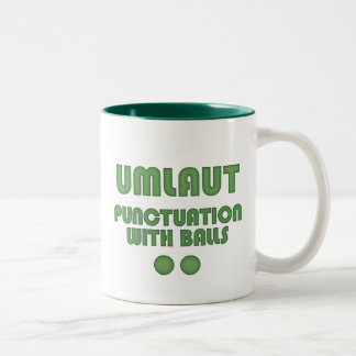 Umlaut Balls (Green) Two-Tone Coffee Mug