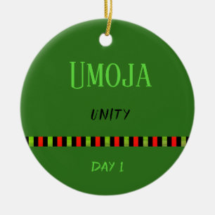 Umoja - Kwanzaa Day 1 Green Ceramic Tree Decoration