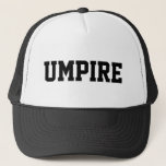 Umpire hat for official sports teams supervision<br><div class="desc">Black and white umpire hat for official sports teams supervision. Handy for soccer,  basketball,  softball,  baseball,  lacross,  water polo,  football,  rugby,  volleyball,  handball,  tennis and other sports that need a referee. Great for High School games,  college leagues and tournament matches. Personalise with name of coach or trainer optionally.</div>