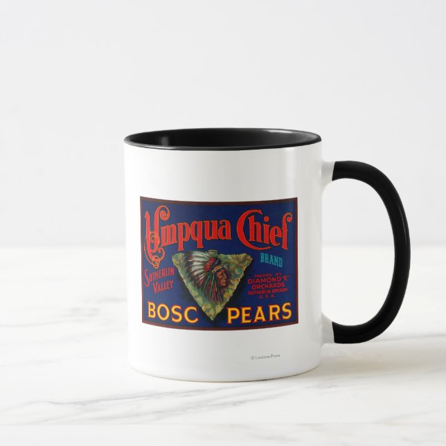 Umpqua Chief Pear Crate LabelSutherlin, OR Mug (Right)
