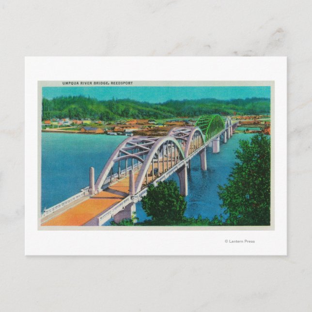 Umpqua River Bridge in Reedsport, Oregon Postcard (Front)
