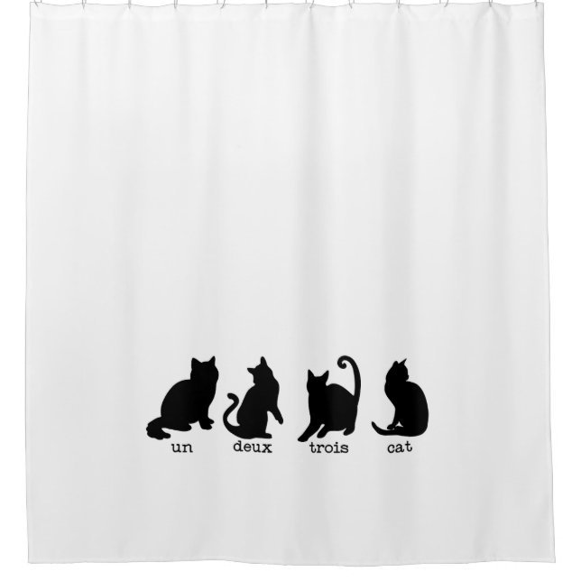 un deux trois cat black silhouette cats bathroom shower curtain (Front)