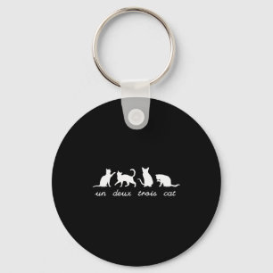 Un Deux Trois Cat Cute Funny French Pun Cat Lovers Key Ring