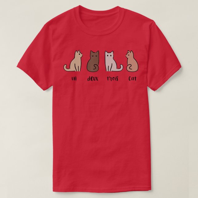 Un Deux Trois Cat Cute Pet adoption French Kitten  T-Shirt (Design Front)