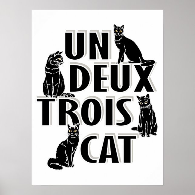 Un Deux Trois Cat - French Pun Poster (Front)