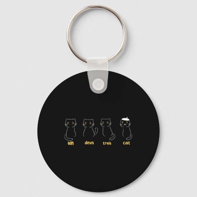 Un Deux Trois Cat Funny Cat Lovers  Key Ring (Front)