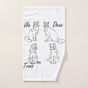 Un Deux Trois Cat Funny French Hand Towel