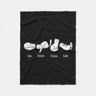 Un Deux Trois Cat Shirt, Funny Cat Lover, Cat Dad, Fleece Blanket