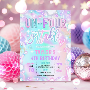 Un-Four-Gettable Neon Glow 4th Birthday Party Invitation