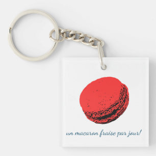 un macaron fraise par jour! key ring