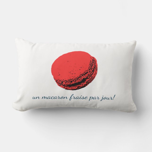 un macaron fraise par jour! lumbar cushion (Front)