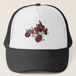 Un-restored Vintage Tractor Red Illustration Trucker Hat
