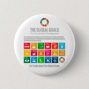 UN SDG 17 AGENDA THE GLOBAL GOALS 6 CM ROUND BADGE