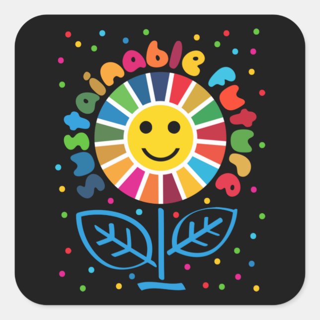 UN SDGs Global Goals 2030 Sustainable Future Square Sticker (Front)