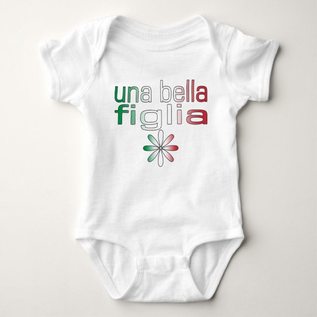 Una Bella Figlia Italy Flag Colours Baby Bodysuit (Front)