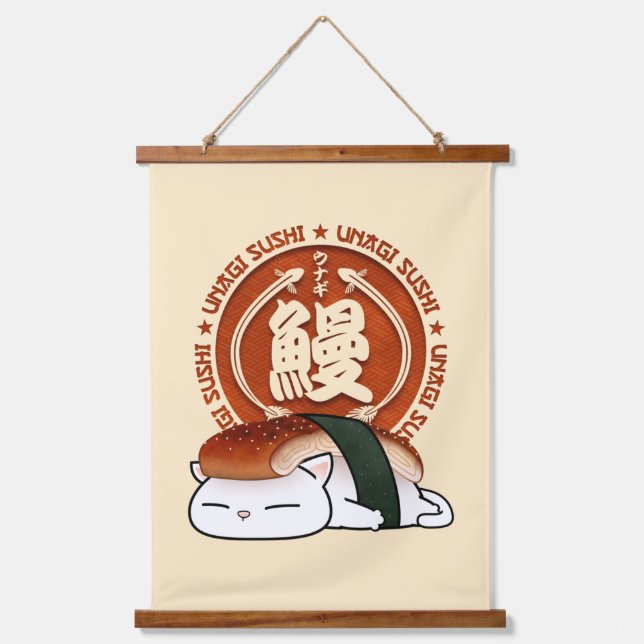 Unagi Eel Sushi Cat Hanging Tapestry (Front)