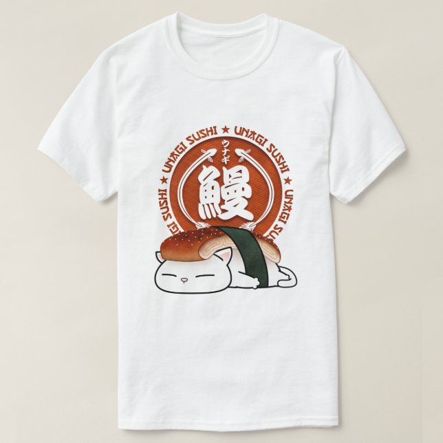 Unagi Eel Sushi Cat T-Shirt (Design Front)