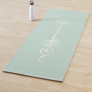 Unalome Plain Background - Mint + Snow Yoga Mat