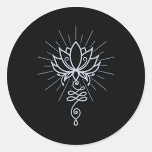 Unalome Symbol Lotus Flower Fitness Classic Round Sticker