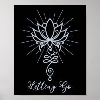 Unalome Symbol Lotus Flower Letting Go  Poster