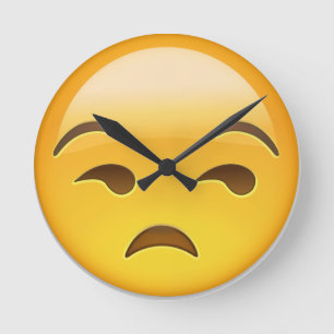 Unamused Face Emoji Round Clock