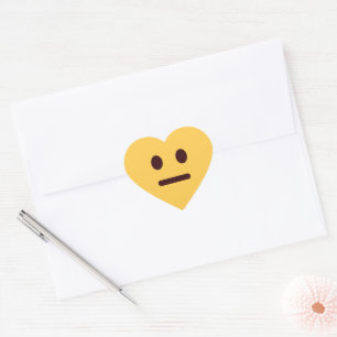 Unamused Orange Heart Meh Face Vinyl Sticker