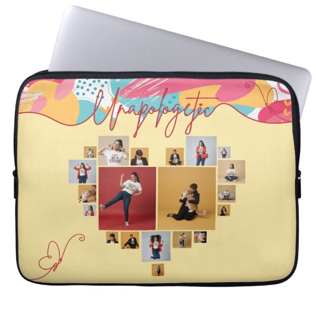 Unapologetic Personalized Feminine Photo Collage Laptop Sleeve (Front)